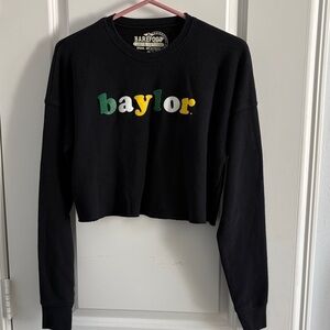 Black Cropped Sweater with Colorful Lettering